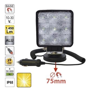 FAROL AUXILIAR LED, QUADRADO, LUZ DISPERSA, BASE MAGNETIZADA - JBM